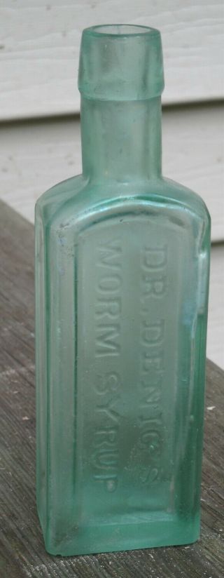 Antique Medicine Bottle Dr Denigs Worm Syrup Early Smooth Base