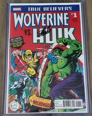 Wolverine Vs Hulk 181 True Believers Signed By Stan Lee W/coa Rare Marvel Key 1