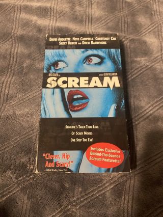 Scream Vhs 1997 Drew Barrymore Blue Cover Art Edition Rare Horror Oop Wes Craven