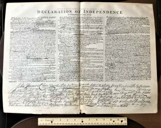 1866 Antique Large Print Declaration Of Independence Civil War Rare