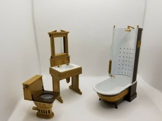 Vintage Metal Dollhouse Bathroom Set,  1/2 Scale,  1980 Handcraft Designs,  Inc