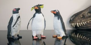 Rare K&m International Large Penguin Set Plastic Animal Figure 5 1/2 Inch