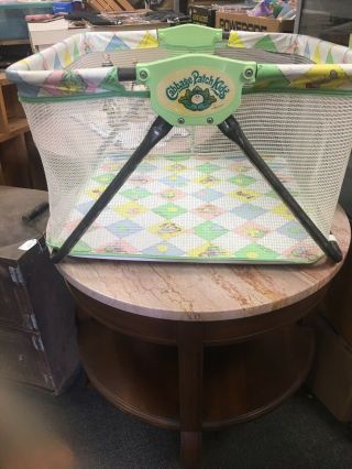 Vintage 1984 Coleco Cabbage Patch Kids Doll Playpen Play Pen Fold Up.  Guc