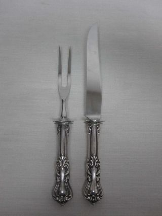 Vintage Reed & Barton Sterling Silver Handle Marlborough Carving Fork & Knife
