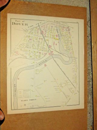 Dover,  Nh. ,  Vintage Antique 1892 Map.  Part Of Dover On Both Sides Of The Map