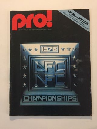 Vintage 1976 Nfc Championship Program - Minnesota Vikings Vs Los Angeles Rams - Rare