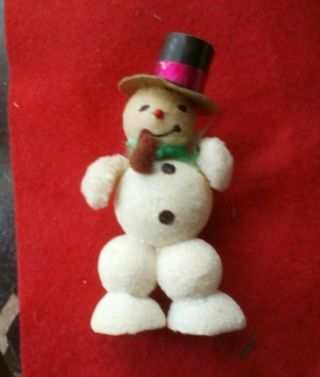 Vintage Antique Mica Snowman Top Hat Pipe Adorable Early 1940 Japan