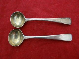Fine Pair Antique Sterling Silver Georgian English Master Salt Spoons