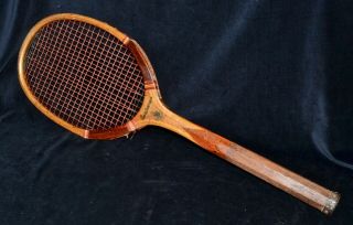 Vintage Antique 1920 Zurich Emperor Tennis Racket Figured Maple Overlay Wedge