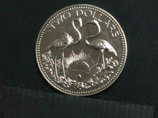 Bahamas 2 Dollars,  1980,  Uncirculated,  Rare Coin,  Km 66,