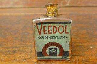 Rare Vintage 1930’s Veedol Flying A Glass Motor Oil Sample Bottle Tidewater Oil