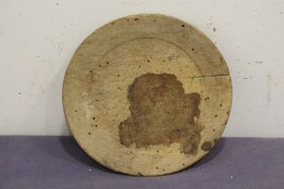 Antique Primitive Wood Wooden Hand Made 7 " 3/4 Round Bowl Plate.