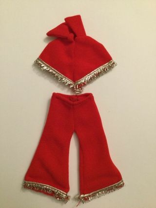 Vintage Dawn Doll.  Clone Fashion Red Poncho Top With Red Pants