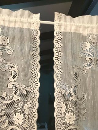 Lace Curtains Off - White 56 " X 82 " 4 Panels,  2 Pairs,  Country Or Antique Decor