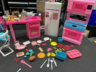 Vintage Barbie So Much To Do Kitchen Set Mattel 1994 Stove Fridge Sink Chair,