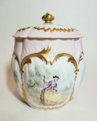 Antique M Redon Limoges France Buscuit Jar W Handpainted Decoration