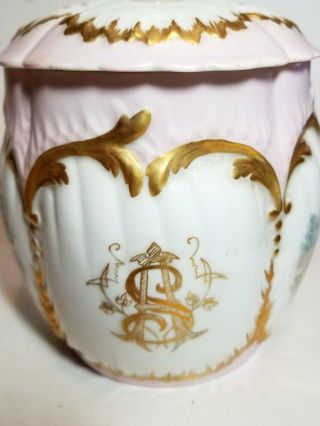 Antique M Redon Limoges France Buscuit Jar w Handpainted Decoration 3