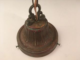 Antique Copper Pendant Light Fixture Glass Shade Holder 6 