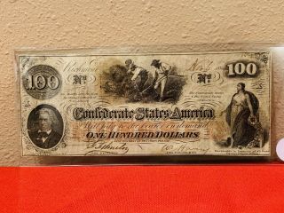 Rare Authentic Confederate $100 “slaves Hoeing” Csa Cs Note Us Civil War Look