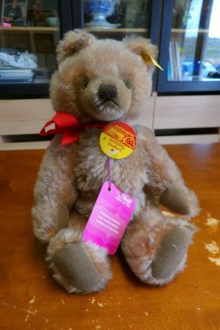 Vintage Jointed Mohair.  Steiff Teddy Bear With Tags And Button