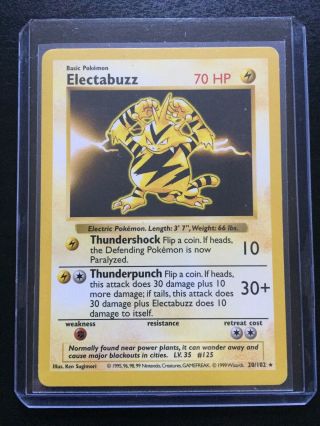 Electabuzz 20/102 Shadowless Base Set Rare Pokemon Card