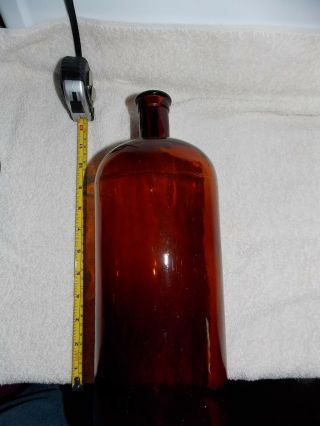 Vintage Antique Large Glass Apothecary Jar Medicine Bottle Amber 12 "