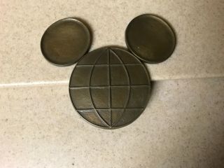 Walt Disney World Solid Brass Mickey Mouse Emblem Rare 4.  25”