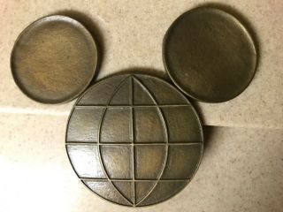 Walt Disney World Solid Brass Mickey Mouse Emblem rare 4.  25” 2
