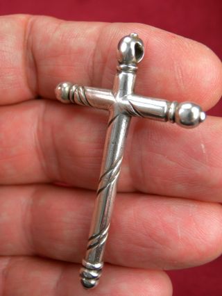 RARE Antique Spanish Colonial Silver Crucifix Cross Fragment Metal Detector Find 3