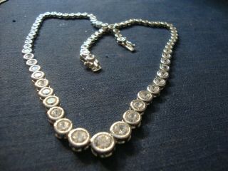 Ultra Rare Gem Stone Estate 925 Sterling Silver Big Chunky Necklace
