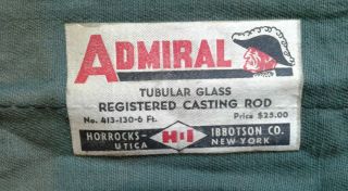 Vtg Admiral Horrocks Ibbotson 6ft Tubular Glass Spinning Rod Case Cloth Cover