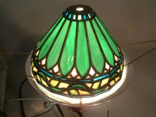 ANTIQUE TIFFANY STYLE LEADED STAINED GLASS LAMP SHADE HEAVY 3