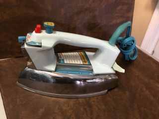 Vintage Ge General Electric Perm Press Iron Surge Of Steam Rare Blue