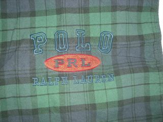 Ralph Lauren Polo Spell Out Green Plaid Pillow Case Cover Vintage