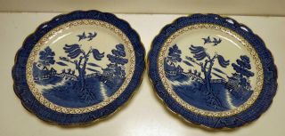 Booths Real Old Willow Blue & White 2 Salad Plates A 8025 Antique