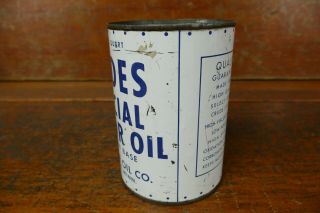 RARE Vintage Hydes Special Motor Oil One Quart Metal Oil Can Pipestone Minnesota 2
