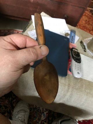 Early 18th Century Rev War Period 6 Inch Horn Spoon As Found Great Color