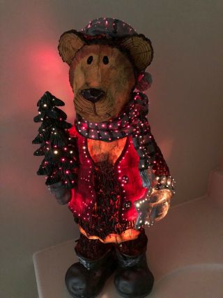 RARE Fiber Optic Colored Lights Christmas Bear Holding Tree Extra Bulb 2