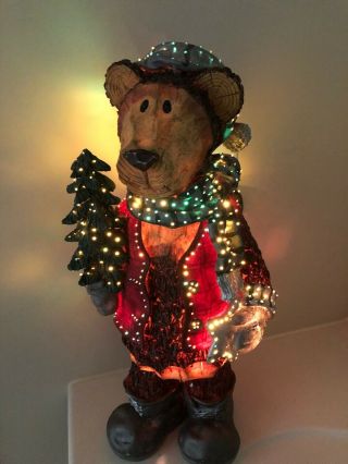 RARE Fiber Optic Colored Lights Christmas Bear Holding Tree Extra Bulb 3