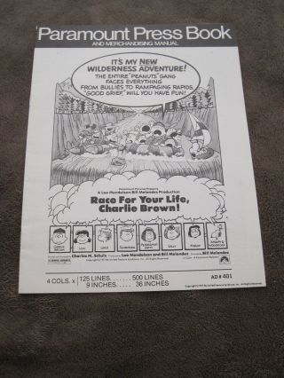 Rare 1977 16 Page Pressbook Race For Your Life Charlie Brown