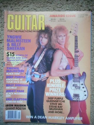 Guitar For The Practicing Musician March 1986 - Iron Maiden Poster Malmsteen