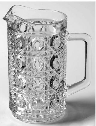 Vintage 1970s Federal Glass Clear Windsor Button Pint Pitcher Rare