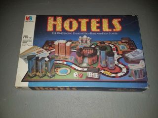 Vintage Rare 1987 Milton Bradley Hotels Vintage 3D Board Game 100 Complete 2