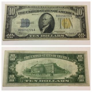 Vintage Rare Africa $10 1934 - A Silver Certificate Ten Dollar Yellow Gold Dollars