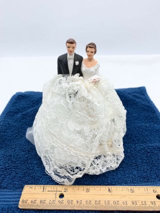 Vintage Plaster Wedding Cake Topper Bride and Groom 770 3