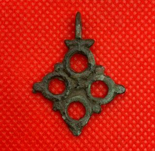 Ancient Bronze Rare Cross Pendant Viking Period 9 - 12 AD Kievan Rus 3