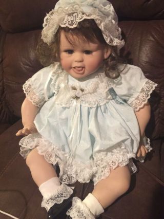Adorable Vintage Vinyl Realistic Little Girl By Artist Gene Schooley.  Outfit.  23”