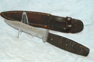 Rare Vintage Case Xx Greenbone Fixed Blade Knife " With Leather Sheath "