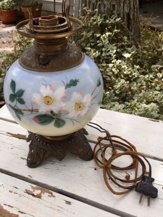 Antique Kerosene Lamp Electrified Lamp Gone With The Wind Style