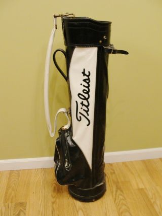 Vintage Titleist Carry Lite 8 " Golf Bag Black White 80s Weighs 5.  5lbs Rare